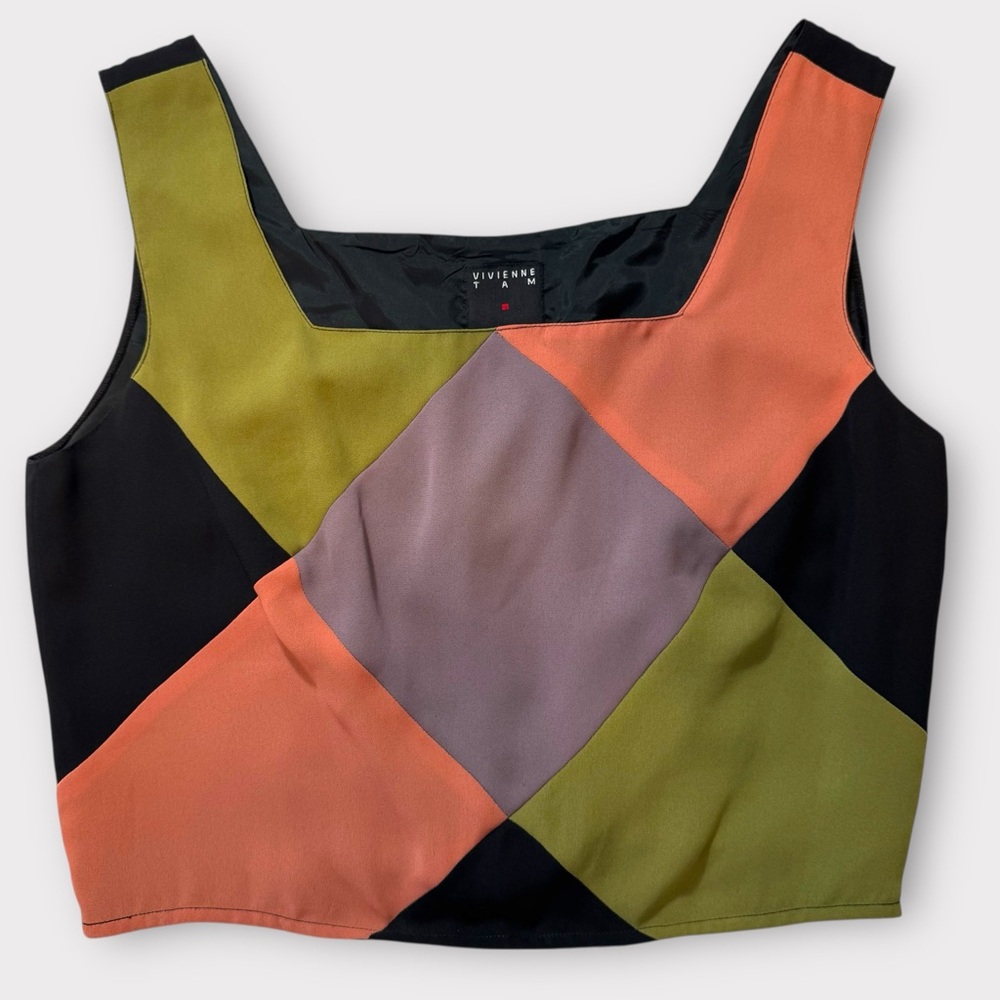 Rare Vintage Vivienne Tam 90s /00’s Women's Colorblock Crop Top, Size 3